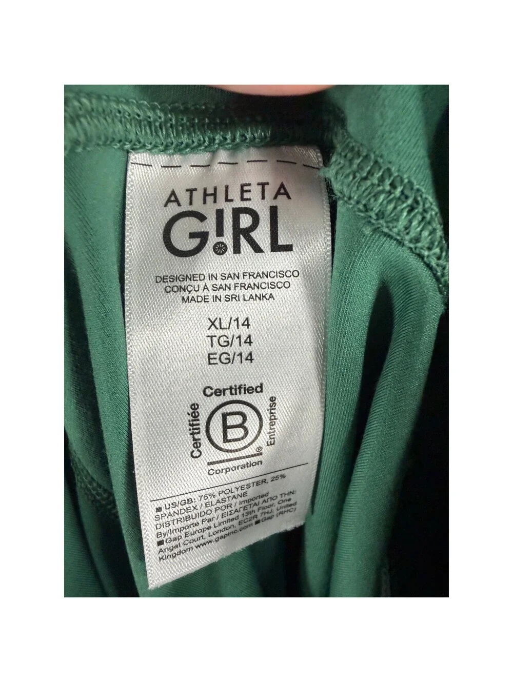 Athleta Girl High Rise Chit Chat Split Flare Leggings Green White Piping XL 14